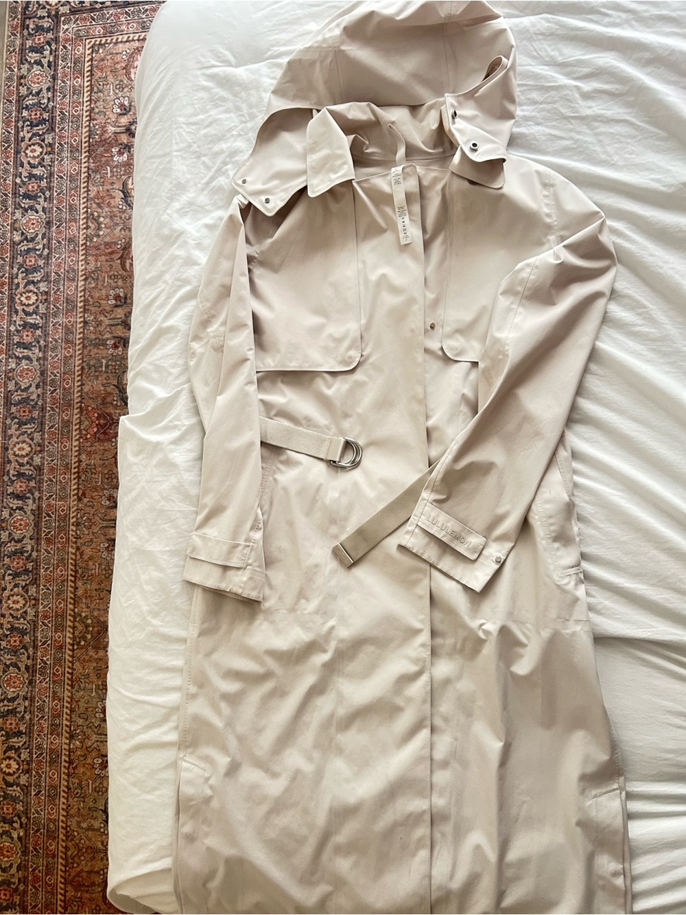 lululemon athletica Light Beige Hooded Trench with Belt